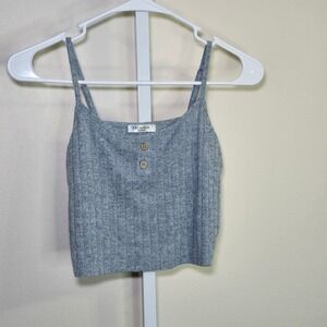 EKOUAER Ribbed Tank Top Casual Button Front Crop Top Gray ladies Size‎ L